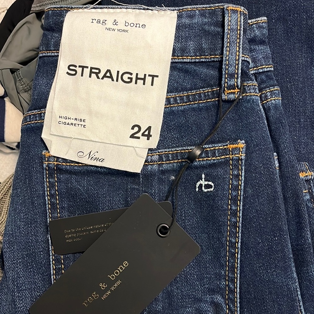 Sz 24 Rag & Bone Avery Nina High Rise Cigarette w/Split